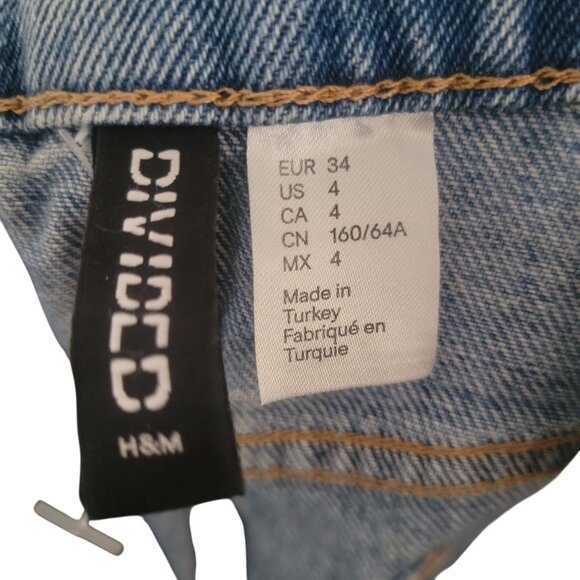 H&M Divided Distressed Light Blue Denim Mini Skirt With Raw Hem & Front Slit - S - Picture 5 of 6